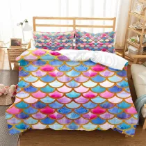 3D Colorful Little Fish Scale Cover Bedding Set