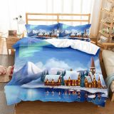 Snow Mountain House Christmas Printing Bedding Full Twin Queen King Quilt Duvet Covers Sets