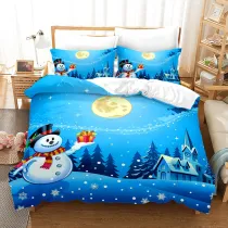 Snowman Santa Claus Elk Sleigh Bedding Full Twin Queen King Quilt Duvet Covers Sets
