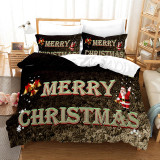 Snowman Small Bell Santa Claus Christmas Tree Bedding Full Twin Queen King Quilt Duvet Covers Sets