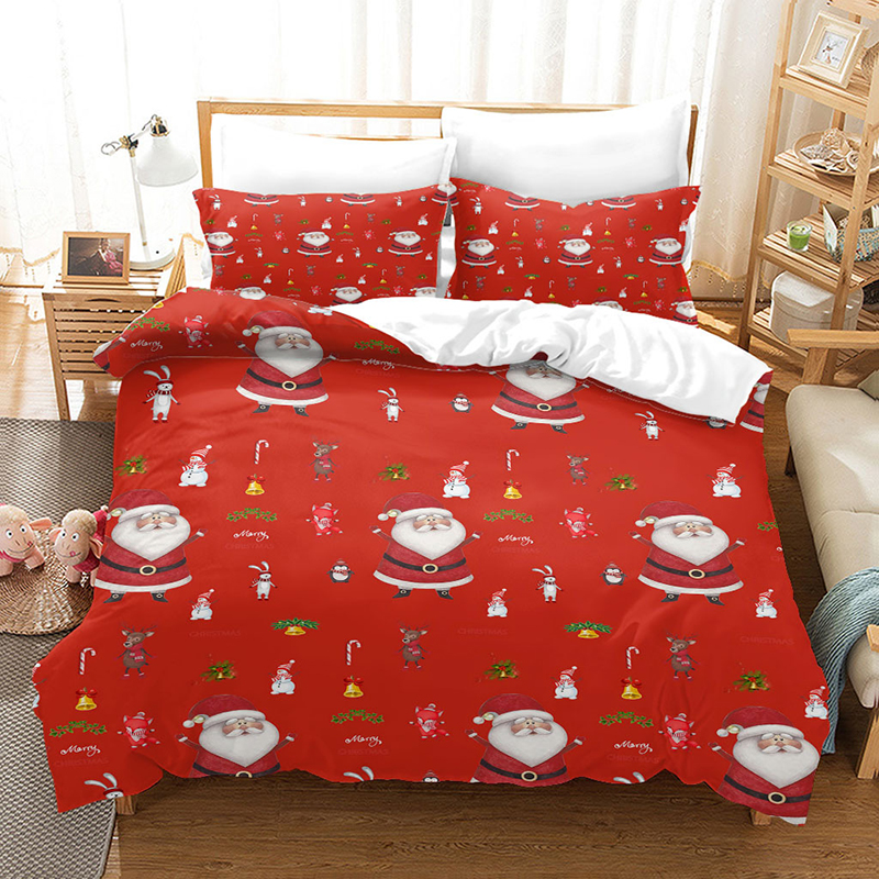 Cartoon Printed Santa Claus Snowman Rabbit Bedding Full Twin Queen King Quilt Duvet Covers Sets