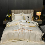 Romantic Jacquard Luxury Fabric Silk Beddin Duvet Cover Set