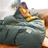 Yellow and Green Colorant Match Simple Solid Color Thickening Wool Bedding Set