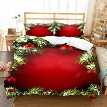 Snowflake Small Bell Pine Printing Bedding Full Twin Queen King Quilt Duvet Covers Sets