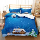 Santa Claus Elk Sleigh Moon Christmas Printing Bedding Full Twin Queen King Quilt Duvet Covers Sets
