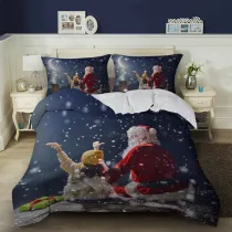 Santa Claus Snowflake Gift Bedding Full Twin Queen King Quilt Duvet Covers Sets