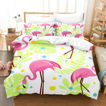Flamingo Light Color Cartoon Printing Bedding Set