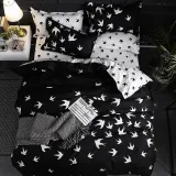 Modern Fashion Black White Simple Soft Bedding Set