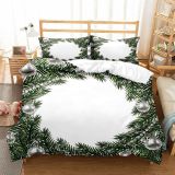 Snowflake Small Bell Pine Printing Bedding Full Twin Queen King Quilt Duvet Covers Sets