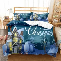 Merry Christmas Snowflake House Bedding Full Twin Queen King Quilt Duvet Covers Sets