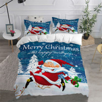Cute Santa Claus Merry Christmas and Happy New Year Bedding Full Twin Queen King Quilt Duvet Covers Sets