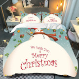 Cute Snowman Deer Merry Christmas Bedding Full Twin Queen King Quilt Duvet Covers Sets