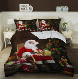 Santa Claus Christmas Tree Printing Bedding Full Twin Queen King Quilt Duvet Covers Sets