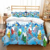 Snow Mountain House Christmas Printing Bedding Full Twin Queen King Quilt Duvet Covers Sets