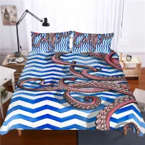 Watercolor Octopus Multicolor Cartoon Bedding Set