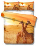 Beautiful Giraffe Sunset Field Landscape Bedding Set