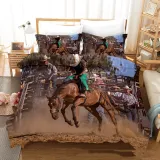 3D Cowboy Horse Riding Print Cool Bedding Set