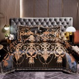 Multicolor Isolated Pattern Bedding Modal Lace Satin Jacquard Covers Sets