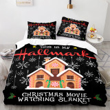 Christmas Theme Snowflake Black Print Bedding Full Twin Queen King Quilt Duvet Covers Sets