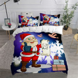 Cartoon Printed Santa Claus Gift Box Bedding Full Twin Queen King Quilt Duvet Covers Sets