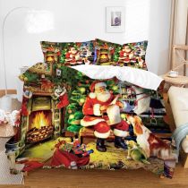 Santa Claus Deer Christmas Tree Bedding Full Twin Queen King Quilt Duvet Covers Sets