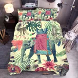 Cartoon Forest Animal Pattern Printed Cotton Bedding Set