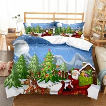Christmas Tree Gift Santa Claus Bedding Full Twin Queen King Quilt Duvet Covers Sets