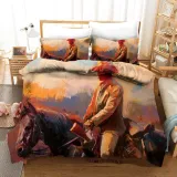 3D Cowboy Cool Horse Riding Scene Bedding Set