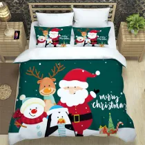 Cartoon Santa Claus Snowman Deer Penguin Merry Christmas Bedding Full Twin Queen King Quilt Duvet Covers Sets