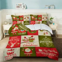 Merry Christmas and Happy New Year Cartoon Printing Bedding Full Twin Queen King Quilt Duvet Covers Sets