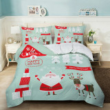 Merry Christmas and Happy New Year Cartoon Printing Bedding Full Twin Queen King Quilt Duvet Covers Sets