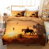 3D Cowboy Horse Riding Landscape Cool Bedding Set