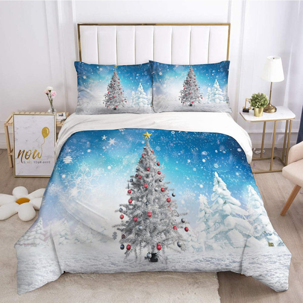 Snowflake Christmas Tree Christmas Theme Bedding Full Twin Queen King Quilt Duvet Covers Sets