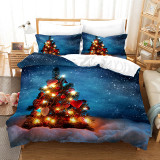 Snowflake Small Bell Christmas Tree Bedding Full Twin Queen King Quilt Duvet Covers Sets