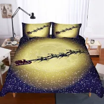 Printed Santa Claus Elk Bedding Full Twin Queen King Quilt Duvet Covers Sets