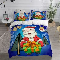 Cartoon Printed Santa Claus Gift Box Bedding Full Twin Queen King Quilt Duvet Covers Sets