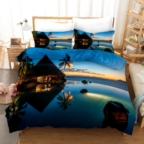 Beautiful Seaside Night View Bedding Set