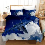 3D Fighter Cool Blue Sky Fantastic Bedding Set