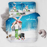 Snowflake Christmas Tree Gift Box Bedding Full Twin Queen King Quilt Duvet Covers Sets