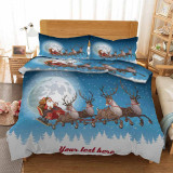 Santa Claus Elk Sleigh Bedding Full Twin Queen King Quilt Duvet Covers Sets