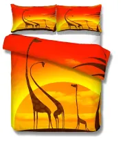 Beautiful Giraffe Sunset Field Landscape Bedding Set
