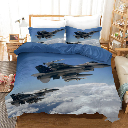 3D Fighter Cool Blue Sky Fantastic Bedding Set