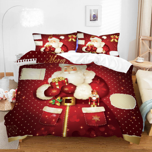 Merry Christmas Santa Claus Bedding Full Twin Queen King Quilt Duvet Covers Sets