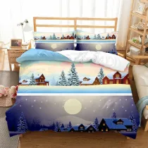 Snow Mountain House Christmas Printing Bedding Full Twin Queen King Quilt Duvet Covers Sets