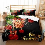 Merry Christmas Small Bell Pendant Printing Bedding Full Twin Queen King Quilt Duvet Covers Sets