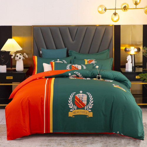 Roman Holiday Orange And Green Bedding Set