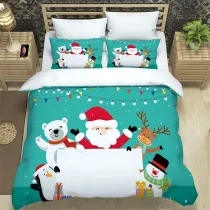 Cartoon Santa Claus Snowman Penguin Merry Christmas Bedding Full Twin Queen King Quilt Duvet Covers Sets