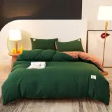 Yellow and Green Colorant Match Simple Solid Color Thickening Wool Bedding Set