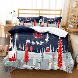 Santa Claus Elk Sleigh Christmas Tree Bedding Full Twin Queen King Quilt Duvet Covers Sets