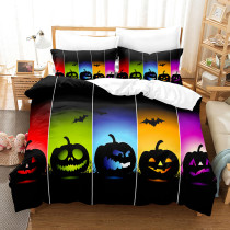 Printed Funny Pumpkin Lantern Halloween Night Bedding Full Twin Queen King Quilt Duvet Covers Sets